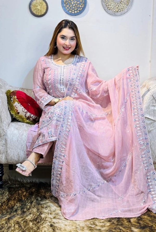 Luxary Chiffone Party Dress For Eid Collection - Image 5