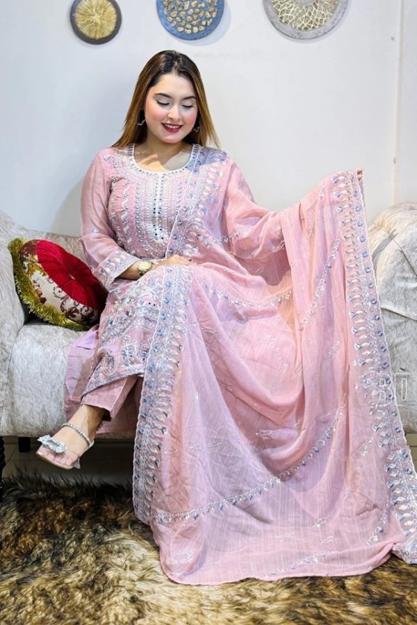 Luxary Chiffone Party Dress For Eid Collection - Image 6